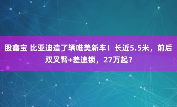 股鑫宝 比亚迪造了辆唯美新车！长近5.5米，前后双叉臂+差速锁，27万起？
